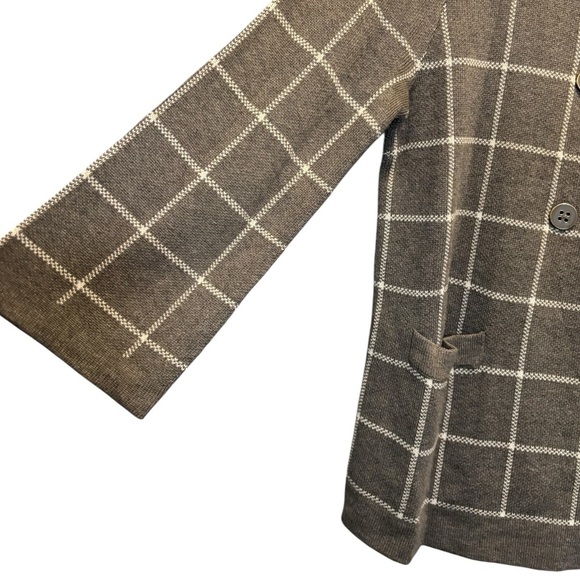 Banana Republic Windowpane Swing Cardigan Gray & White Double Breasted Size S - Picture 8 of 16